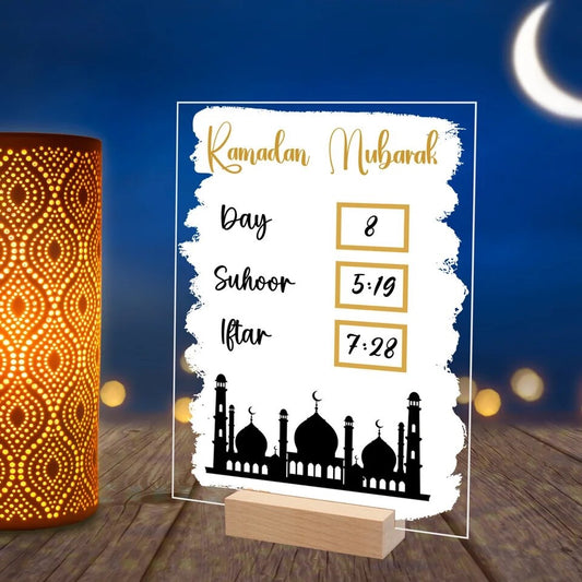 Ramadan Acrylic sign tracking Day and time